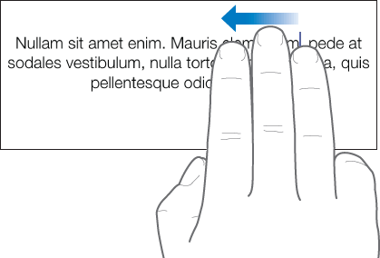 Streichbewegung nach links mit drei Fingern