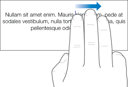 Streichbewegung nach rechts mit zwei Fingern