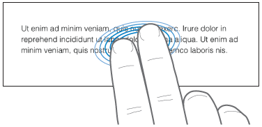 Zwei Finger, die den Bildschirm antippen