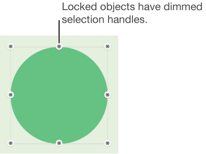 A locked object with dimmed selection handles