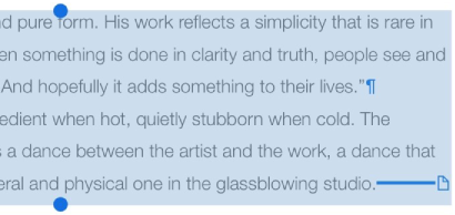 Text showing symbols for a paragraph break and a section break