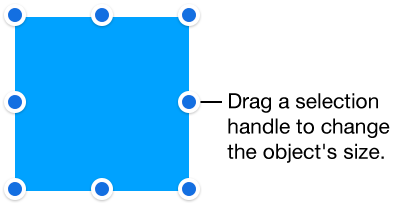 An object with blue dots on its border for changing the object’s size.