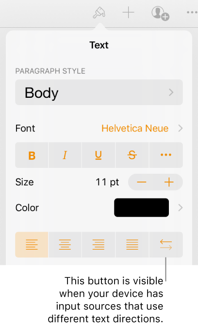 The Style section of the Format button with a callout to the bidirectional button.