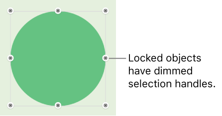A locked object with dimmed selection handles.