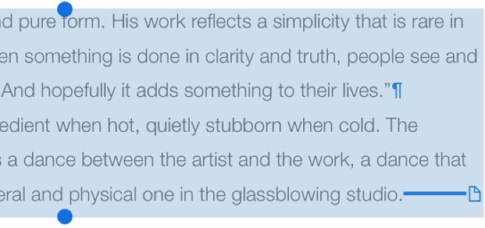 Text showing symbols for a paragraph break and a section break.