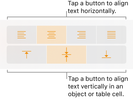 Horizontal and vertical alignment buttons for text.