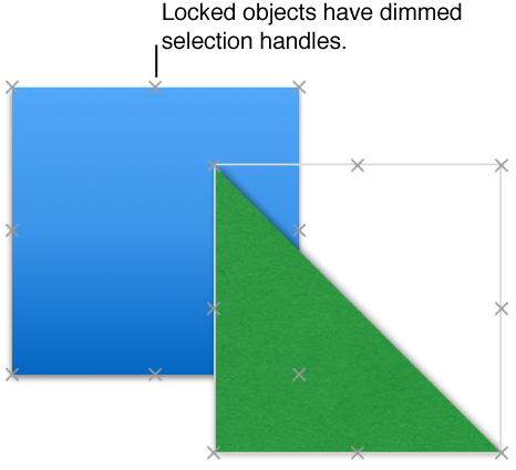Locked objects showing dimmed selection handles.