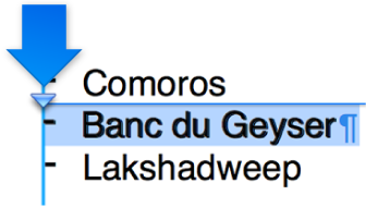 Item being dragged to a new indentation level.