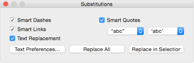 Substitutions window