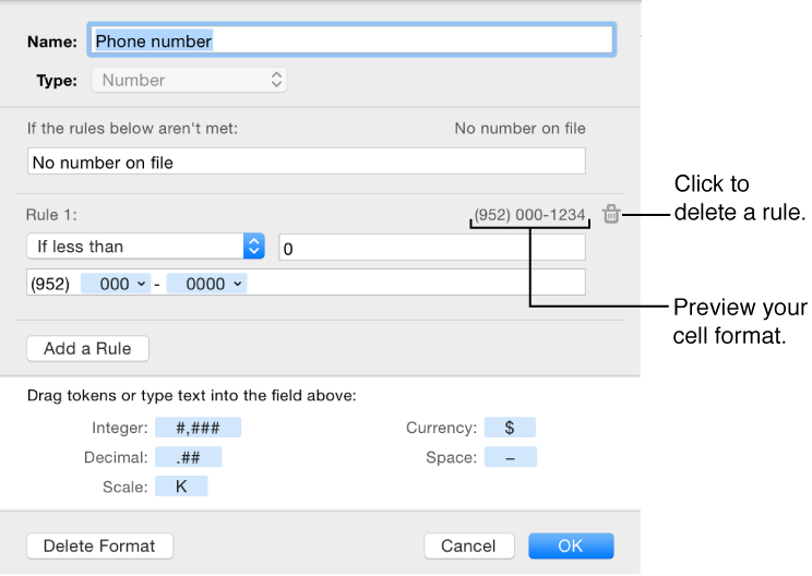 Custom number cell format with rules
