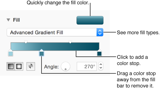 Controls for filling objects with colors