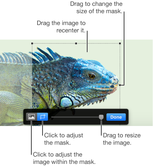Mask controls over a photo