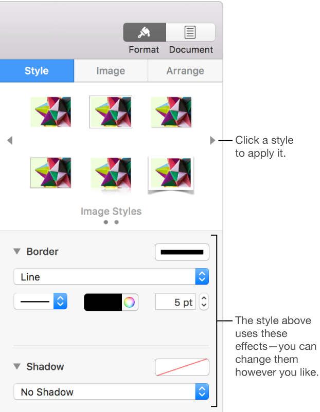 The Style tab of the Format sidebar showing object style options