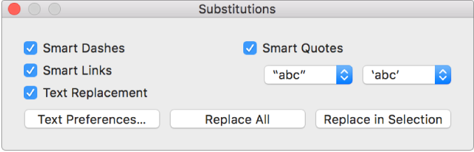 The Substitutions window