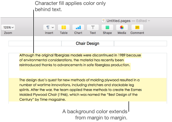 One paragraph with color behind only the text and a second paragraph with color behind it that extends from margin to margin in a block