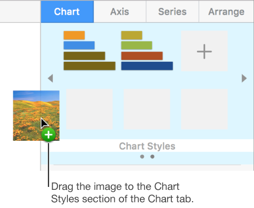 Dragging an image into the chart styles section of the sidebar to create a new style