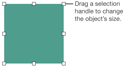 An object with white squares on its border for changing the object’s size