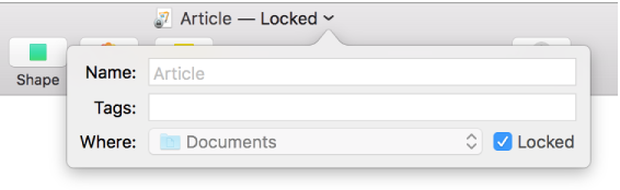 Pop-up for locking or unlocking a document