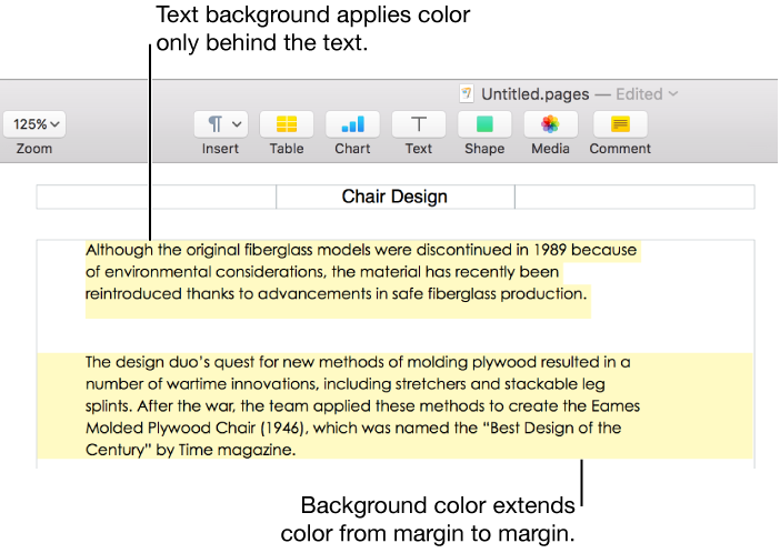 One paragraph with color behind only the text and a second paragraph with color behind it that extends from margin to margin in a block