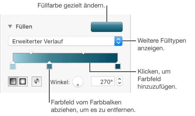 Steuerelemente zum Füllen von Objekten mit Farben