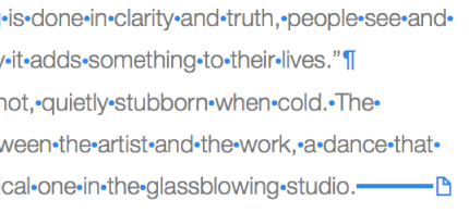 Text mit Symbolen für Leerzeichen, Absatzumbruch und Abschnittsumbruch