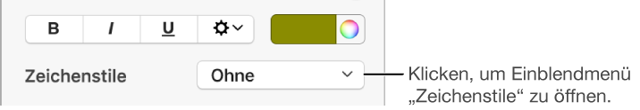 Das Einblendmenü „Zeichenstile“