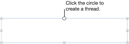 An empty text box with a white circle at the top and resize handles on the corners, sides, and bottom.