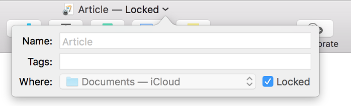 Pop-up for locking or unlocking a document.