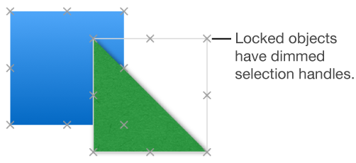 Locked objects with dimmed selection handles.