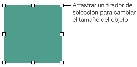 Un objeto con cuadrados blancos en su borde para cambiar el tamaño del objeto.