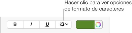 La casilla “Opciones avanzadas” junto a los botones Negrita, Cursiva y Subrayado.