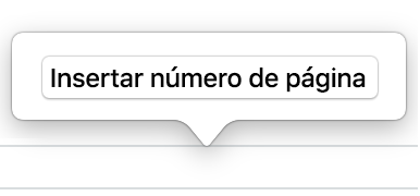 Menú desplegable “Insertar n.º de página” sobre el pie de página.