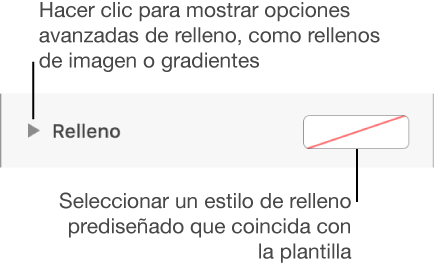 Controles para elegir un color de relleno.