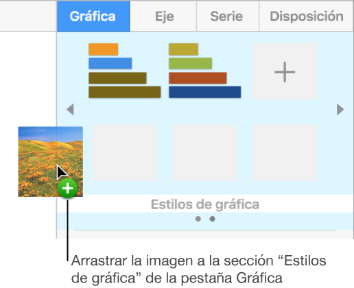 Arrastrar una imagen hasta la sección de estilos de gráfica de la barra lateral para crear un nuevo estilo.