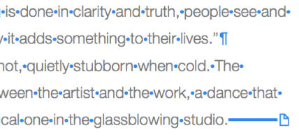 Text showing symbols for spaces, paragraph break, and section break.