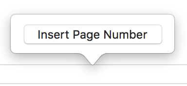 The Insert Page Number popover above the footer.