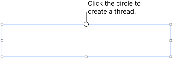 An empty text box with a white circle at the top and resize handles on the corners, sides, and bottom.