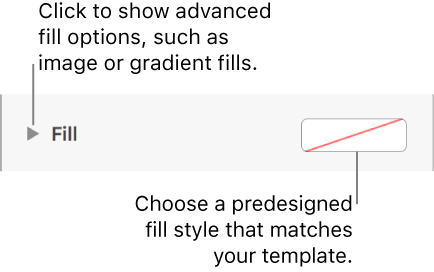 Controls for choosing a fill color.