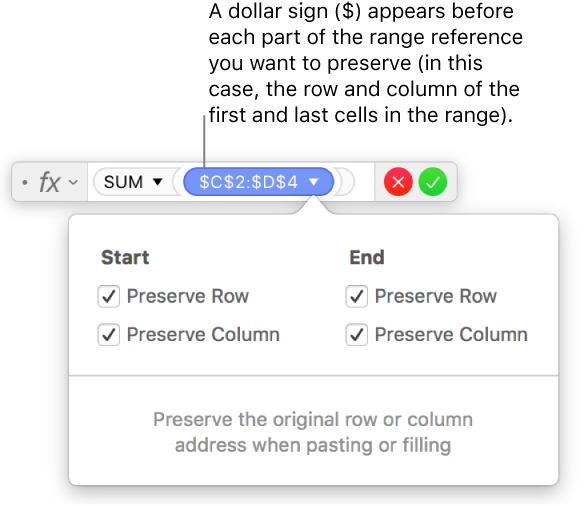 Formula editor with row and column references preserved.