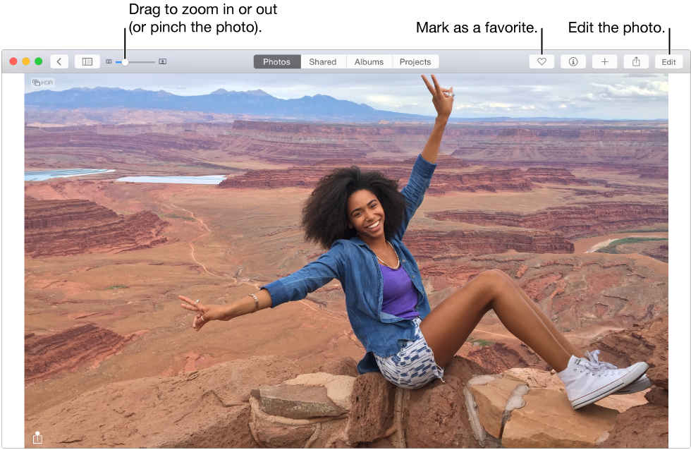 Photos window showing an individual photo