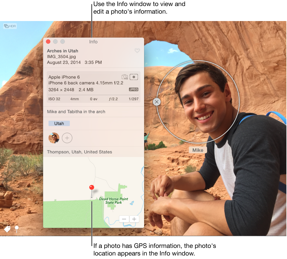 Info Window for a photo