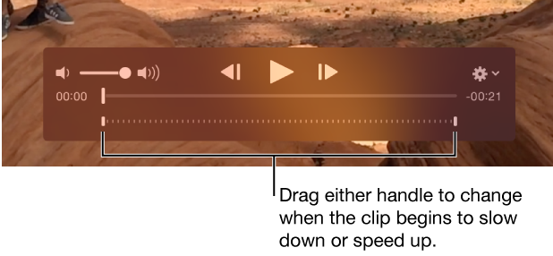 Slow-motion controls in a video clip