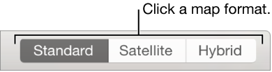 Standard, Satellite, and Hybrid buttons