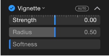 Vignette controls in the Adjustments pane