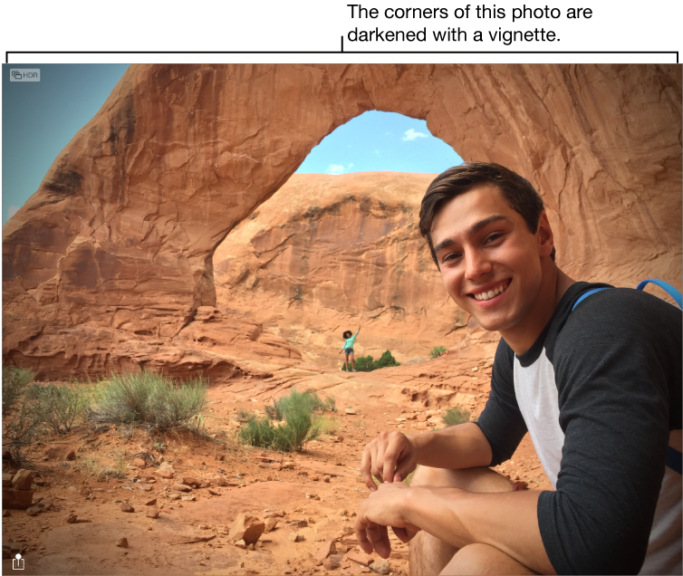 Photo with a vignette applied, showing darkness around the edges 