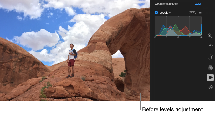 Photo before level adjustments