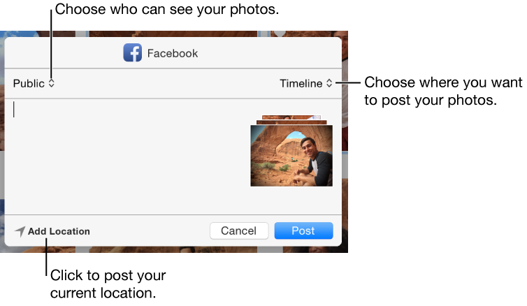 Facebook sharing dialog