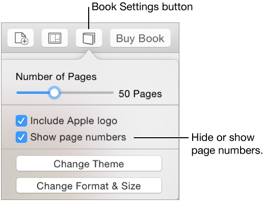 Settings dialog with “Show page numbers”