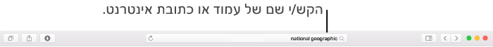 שדה ״חיפוש חכם״ של Safari, שבו ניתן להזין שם או כתובת URL של עמוד