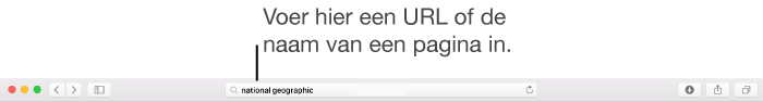 Het slimme zoekveld van Safari, waarin je de naam of URL van een pagina kunt typen